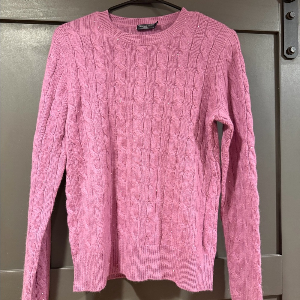 Vineyard Vines Lavender Cable Knit Sparkle Sweater
